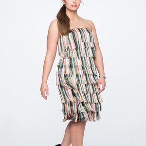 *Gently Worn* Eloquii Multicolor Fringe Strapless Dress - Size 22